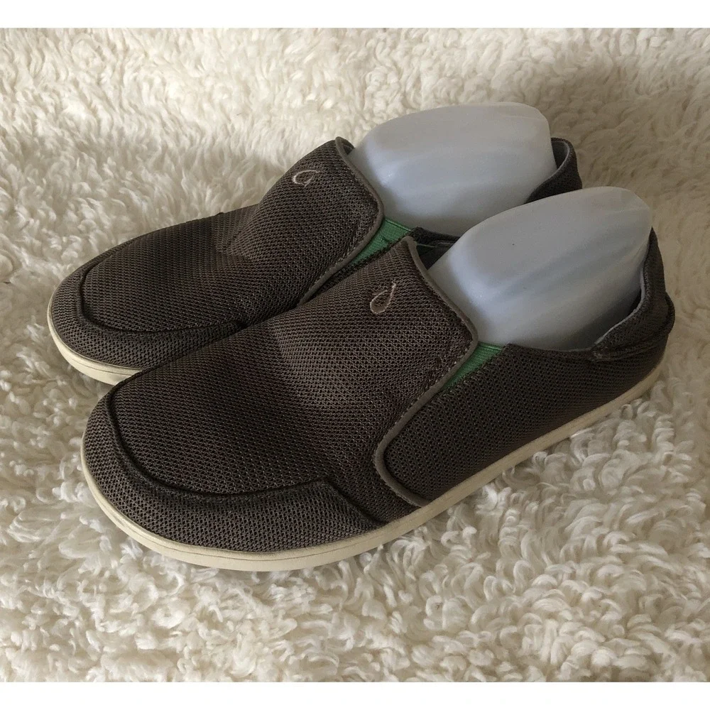 Olukai Nohea Mesh Slip On Loafers Brown Fold Down Heel Comfort Shoes Mens 9.5